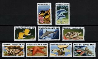 Marshall Islands,  Scott 1045 - 1053,  Complete Set Of 9 Fish & Marine Life,  Mnh