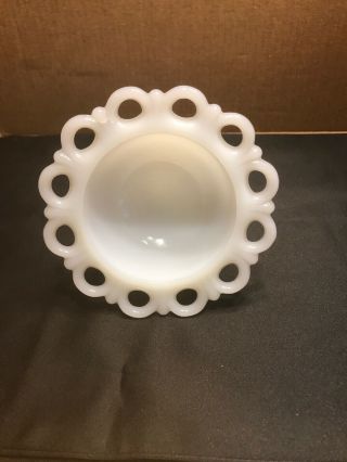 Vintage White Milk Glass Lace Edge Pedestal Footed Candy Dish/Desert Bowl.  Craft 2