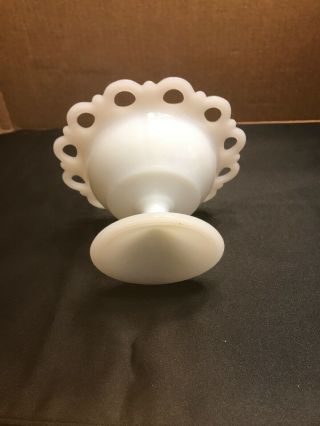 Vintage White Milk Glass Lace Edge Pedestal Footed Candy Dish/Desert Bowl.  Craft 3