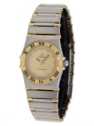 Omega Constellation Vintage 23mm 18k Gold Champagne Diamond Quartz Ladies Watch