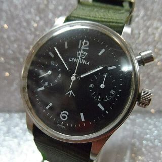 Vintage Lemania 2220 One Stop Chronograph Military Watch 2