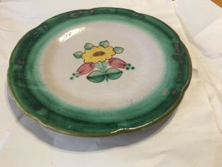 Dinner Plate Italy Hand Crafted Painted Vintage Yellow Flower Set Of 2