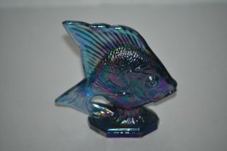Fenton Glass Blue Carnival Angel Fish Or Sunfish 2.  75 " Tall Figurine