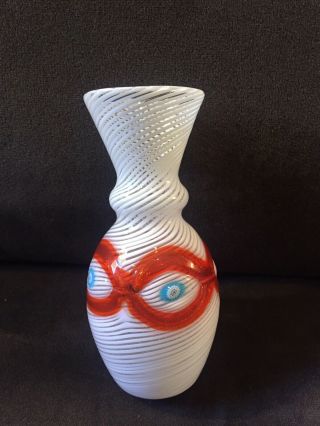 Salviati Venice Italy Glass Swirled Vase With Millifiore Design