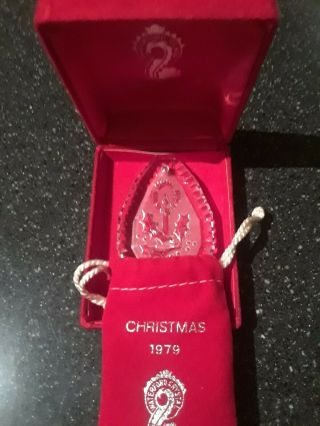 Vintage Waterford Crystal Christmas Ornament 1979 Candle Holly W/box/pouch