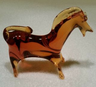 Viking Glass Amber Color Standing Horse
