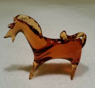 VIKING GLASS AMBER COLOR STANDING HORSE 2