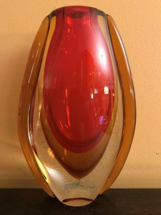 Murano Style Art Glass Freeform Vase With Side Wings Submerged