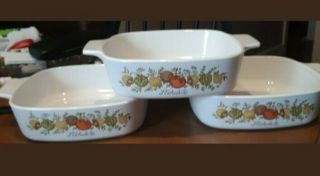 3 Vintage Corning Ware " Spice Of Life” L 