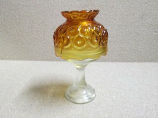 1x Moon And Stars Glass Le Smith Amber Fairy Candle Lamp Clear Pedestal Base