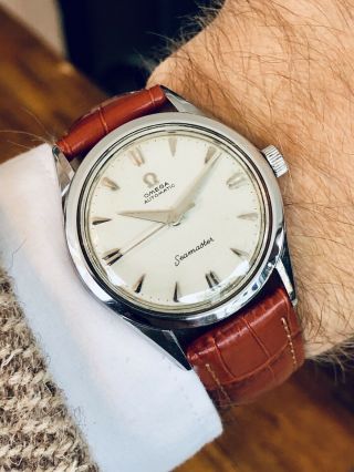 Omega Automatic Seamaster 1960 Mens Vintage Steel Bordeaux Red Watch,  Box