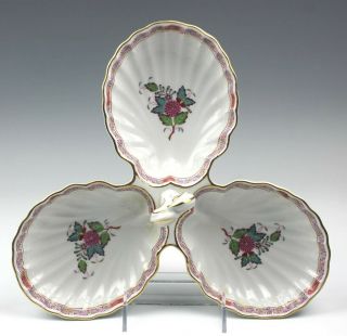 Vintage Herend Hungary Chinese Bouquet 3 Part Handled Porcelain Serving Tray Gis