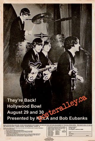 The Beatles 1965 Hollywood Bowl Concert Poster Lennon.  Paul