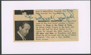 Broderick Crawford Autograph Cut | " All The King 