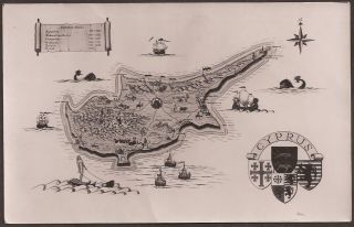 Cyprus Map 1949 Rare Kgvi Postcard Addressed To Sweden (coat Of Arms,  Armenia)