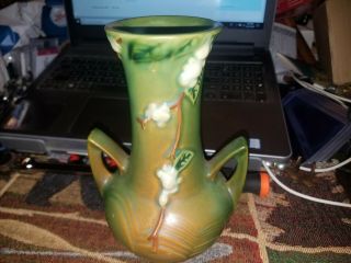 Vintage Roseville Pottery Green Snowberry Vase 1v2 - 7 Flawless