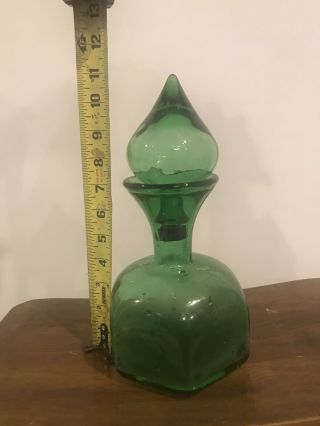 11” Vintage Green Genie Bottle Decanter 2