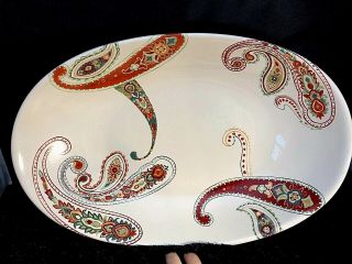 Tabletops Unlimited Multi Paisley 17” Oval Serving Bowl Hand Painted Crafted Htf
