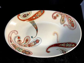 TABLETOPS UNLIMITED MULTI PAISLEY 17” OVAL SERVING BOWL HAND PAINTED CRAFTED HTF 3