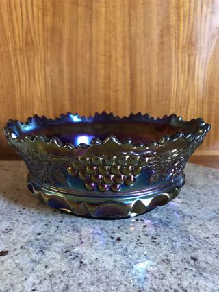 Vintage Northwood Carnival Glass Bowl Grape Cable Amethyst Iridescent Art 9 "