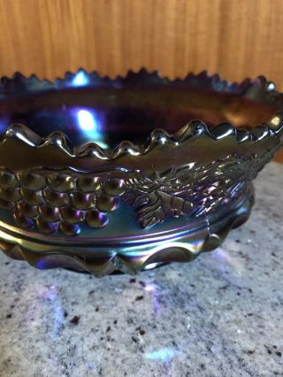 Vintage Northwood Carnival Glass Bowl Grape Cable Amethyst Iridescent Art 9 