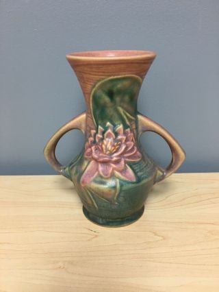 Vintage Roseville Pottery Water Lily Vase Model 73 - 6 Height 6 1/4”