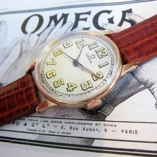 18k Solid Gold Vintage Omega Mens Watch Swiss Made 1950s Cal:283