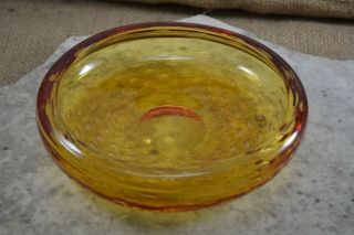 VINTAGE large WHITEFRIARS amber orange controlled air bubble glass dish bowl 2