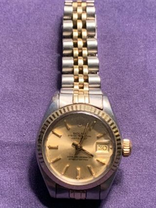 Vintage 1978 Rolex Oyster Perpetual Datejust 14k Gold/SS Ladies Watch 2