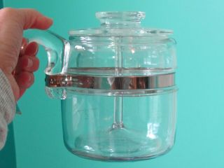 Vintage Pyrex Flameware 7754 Clear Glass 4 Cup Percolator Coffee Pot Complete