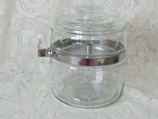 Vintage PYREX Flameware 7754 Clear Glass 4 Cup Percolator Coffee Pot Complete 2