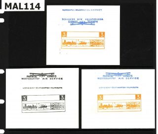 Gb Aviation 1933 Air Stamps Proofs{3} Provincial Airways Invert Error Mal114
