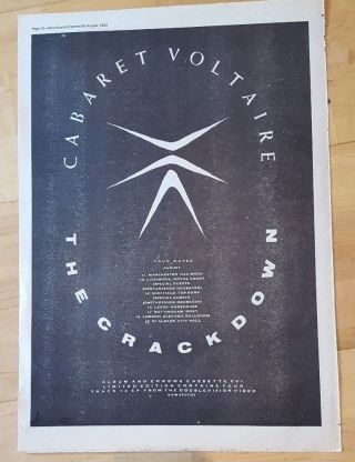 Cabaret Voltaire Crackdown 1983 Press Advert Full Page 39 X 28 Cm Poster
