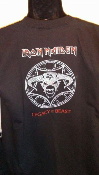 IRON MAIDEN ' Legacy of the Beast ' 2 - SIDED BLACK T - SHIRT - SIZE LARGE - COND 2