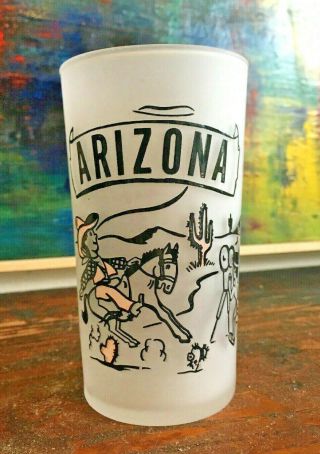 Vintage State Of Arizona Souvenir Frosted Glass By Hazel - Atlas 1950s?