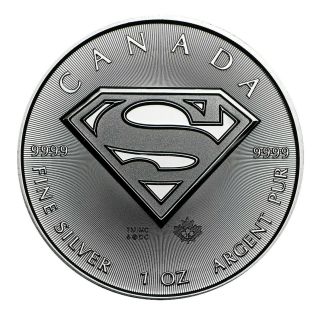 2016 1 Oz Canada Superman S - Shield Bu.  9999 Fine Silver Coin