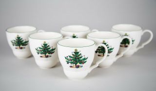 Nikko Holiday Greetings Mugs,  Set Of (6),  Made In Japan,  Christmas Tree Design