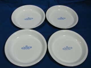 Set Of 4 Vintage Corning Ware Blue Cornflower Pie Plates,  9 ",  P309