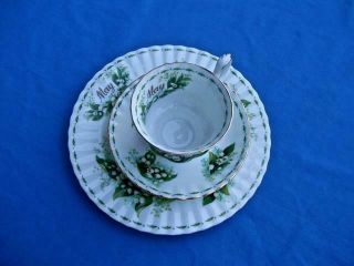 Royal Albert Flower Of The Month May Lily Of The Valley Cup,  Saucer Plate Trio