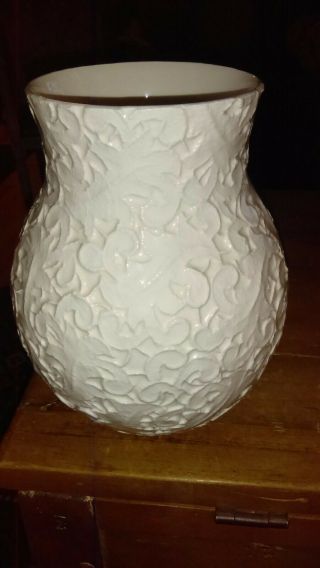 Crate & Barrel white pottery vase,  8 