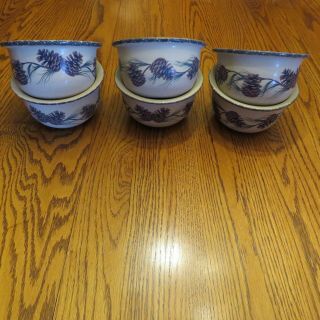 SET Of 6 Northwoods Home & Garden Party Pinecone Bowls EUC Made In USA 2004 2