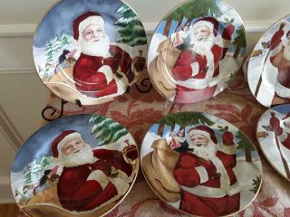 American Atelier Santa Claus - 5052 - Dessert/appetizer Set Of 8 Plates Euc