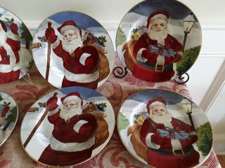 American Atelier Santa Claus - 5052 - Dessert/Appetizer SET OF 8 PLATES EUC 2