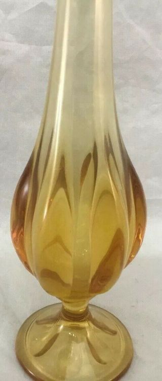 Viking Glass Six Petal Vintage Amber Footed Swung Vase tall 10 1/2” 3