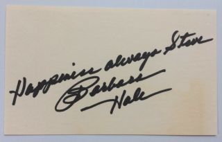 Perry Mason Barbara Hale Signed Autographed 3 X 5 Index Card -