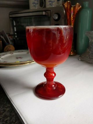 Imperial Ruby Red End Of Day Slag Glass Large Wine Goblet6 1/4 " High 4 " Wide