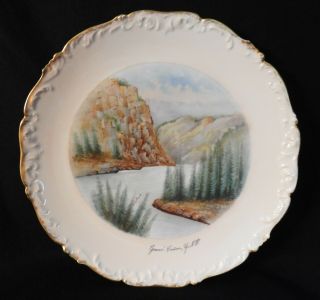 Antique T & V Limoges Depose France Hand Painted 12 1/2 " Platter Grand Canyon