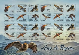 Sao Tome & Principe 2016 Mnh Birds Of Prey 24v S/a M/s Hawks Eagles Kites Stamps