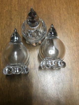 3 Vintage Imperial Glass Candlewick Salt & Pepper Shakers