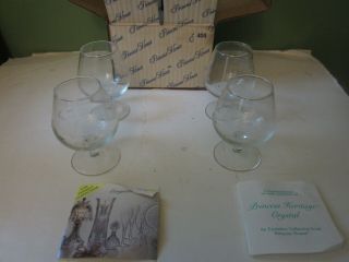 Princess House Heritage Etched 404 Brandy Snifters Set Of 4 Lead Crystal Nib